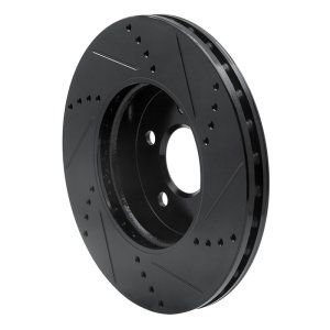 Mercedes-Benz E320 Brake Rotor (1) - Front Left - R1 Concepts - Drilled & Slotted - Black - `03-`09